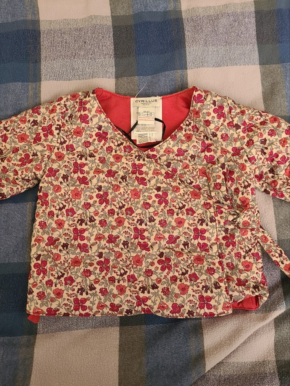 Baby Cyrillus Paris Red Cotton Quilted Wrap Top Size 6 months